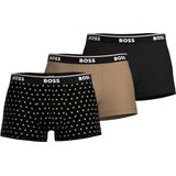 HUGO BOSS - Power - Boxershorts - Zwart/Beige - 3-Pack, Katoen Elastaan Mix
