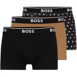 HUGO BOSS - Power - Boxershorts - Zwart/Beige - 3-Pack, Katoen Elastaan Mix