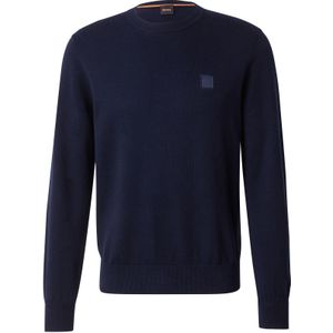 BOSS Orange - Pullover - Blauw - Katoen/Kasjmier