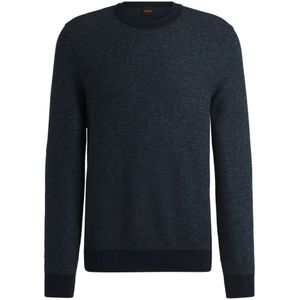 Boss Orange - Gebreide Trui - Blauw - Katoen - Moderne Multikleur Structuur