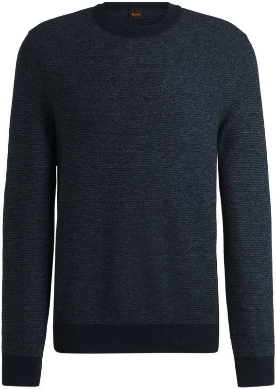 Boss Orange - Gebreide Trui - Blauw - Katoen - Moderne Multikleur Structuur