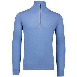 Boss Orange Kanobix Big&Tall trui half zip effen blauw