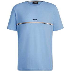 BOSS - O-hals Shirt - Blauw - Regular Fit - Korte Mouwen