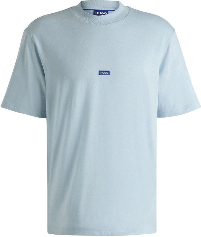Hugo Blue T-shirt - Katoen - Wijd Model - Opstaande Kraag