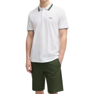 BOSS - 50538101 Active Paddy Poloshirt - Casual - Katoen - Korte Mouwen - Contrasterende Witte Strepen