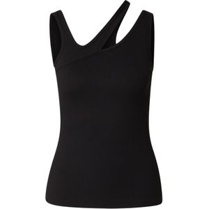 Hugo - Top - Zwart - Dames - Mouwloos met Asymmetrische Cut-out en Glinsterend Effect