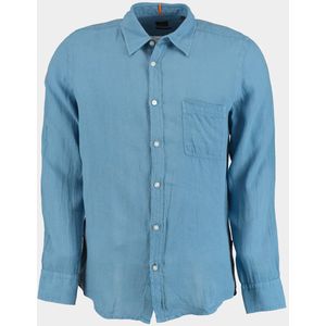 BOSS Orange Overhemd Lange Mouw - Blauw - Casual Linnen