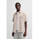 Hugo - Overhemd - Beige - Katoen - Comfortabele Pasvorm - Kent-Stijl Kraag