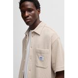 Hugo - Overhemd - Beige - Katoen - Comfortabele Pasvorm - Kent-Stijl Kraag