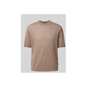 Hugo Boss - Ajordino - T-shirt - Bruin - 56% Linnen 44% Katoen
