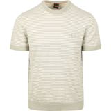 BOSS - Knitted T-shirt Kanache - Beige - Katoen en Kashmir - Korte Mouw