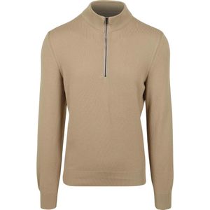 BOSS - Ebrando-P - Half Zip Trui - Beige - Katoen