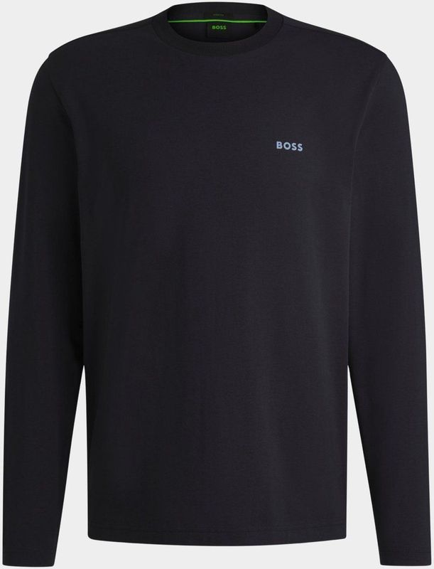 BOSS - Casual T-shirt - Katoen - Zwart - Contrasterend Logo