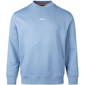 BOSS Orange - Pullover - Blauw - 100% Katoen