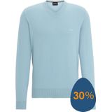 BOSS - Pacello - Gebreide Trui - Lichtblauw - Regular Fit - V-hals