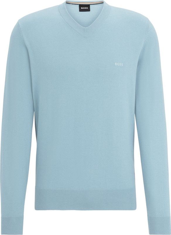 BOSS - Pacello - Gebreide Trui - Lichtblauw - Regular Fit - V-hals