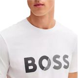 BOSSvoor mannen. 50530990 Gebreid katoenen T-shirt met groot logo
grijs (M), Casual, Korte mouwen