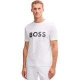 BOSSvoor mannen. 50530990 Gebreid katoenen T-shirt met groot logo
grijs (M), Casual, Korte mouwen