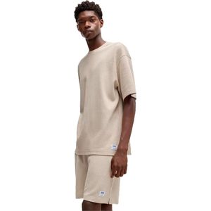 T-shirt van katoenen jersey met blauwe logopatch