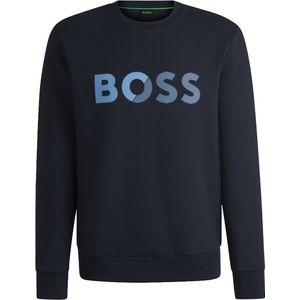BOSS - 50535117 - Sweater - Marineblauw - Katoenmix met Logoprint