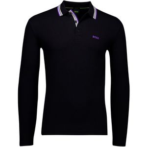 Hugo - Lange Mouw Polo Shirt - Blauw - Katoen