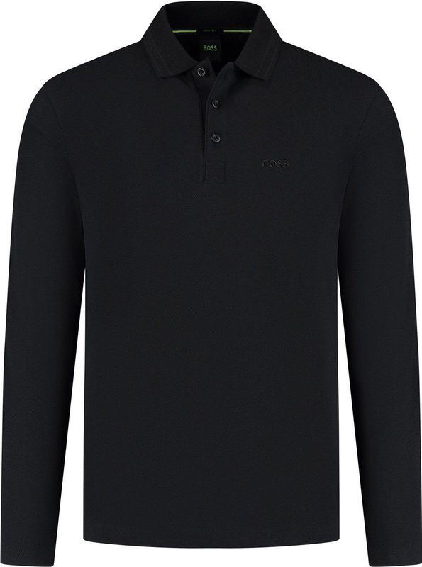 BOSS Green - Polo Lange Mouw - Zwart - Katoen