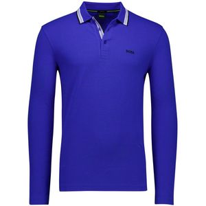 Hugo Boss polo lange mouwen plisy kobalt blauw pique