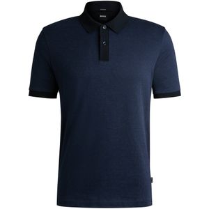 Hugo Boss - Polo - Blauw - Katoen - Driekleurig Patroon