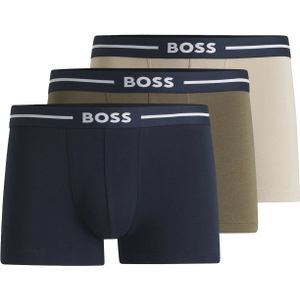 HUGO BOSS Bold trunks (3-pack), heren boxers kort, olijfgroen, beige, blauw