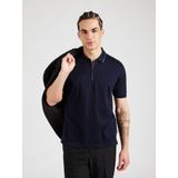 BOSS - Paras - Poloshirt - Donkerblauw - Regular Fit, Korte Mouwen, Pique Weving, Rits Sluiting