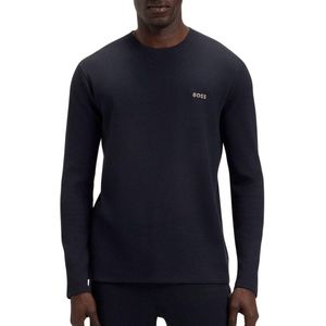 Boss - Waffle Lange Mouw Pyjama T-shirt - Zwart - 60% Katoen 40% Polyester