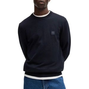 BOSS Orange - Pullover - Blauw - Katoen/Kasjmier