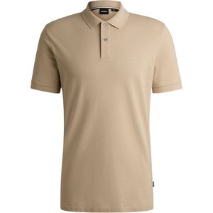 HUGO BOSS - Polo - Beige - 100% Katoen - Effen - Korte Mouwen