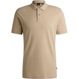 HUGO BOSS - Polo - Beige - 100% Katoen - Effen - Korte Mouwen