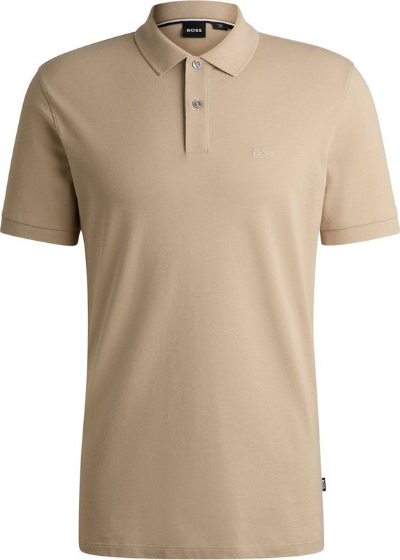 HUGO BOSS - Polo - Beige - 100% Katoen - Effen - Korte Mouwen