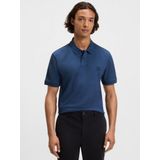 BOSS Orange Polo - Korte Mouw - Blauw - Katoen/Elastaan