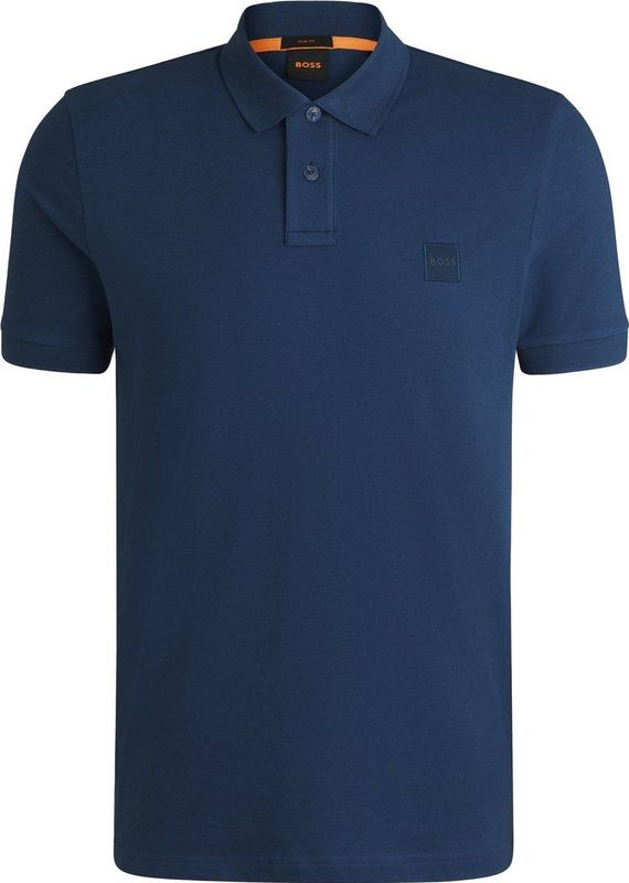 BOSS Orange Polo - Korte Mouw - Blauw - Katoen/Elastaan