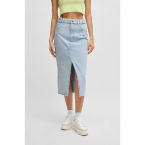 HUGO - Denim Rok - Gebleekte Tint - Gerafelde Zoom - Casual Klassieker