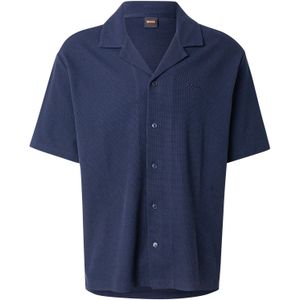 Dark Blue - T-Shirt - Katoen - Knoopsluiting - V-Hals - Korte Mouwen