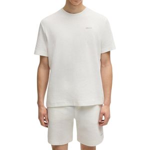 Hugo - Austin 01 - Korte Mouw Pyjama T-shirt - Zwart - Jacquard Wafelstructuur