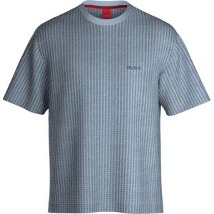 HUGO - Pyjama-T-Shirt - Blauw - Jacquard Wafelstructuur - Geborduurd Logo