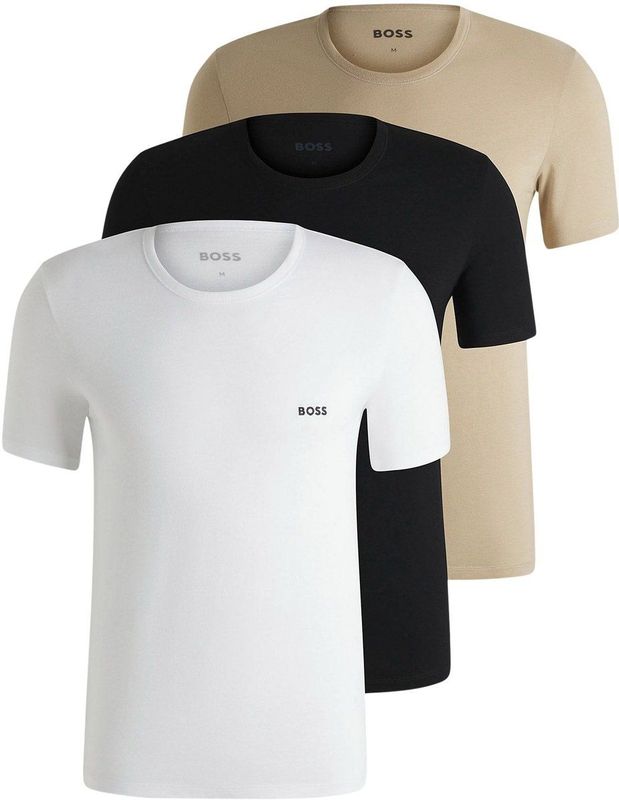 BOSS T-Shirt TShirtRN 3P Classic (Packung, 3-tlg) mit BOSS Stickerei