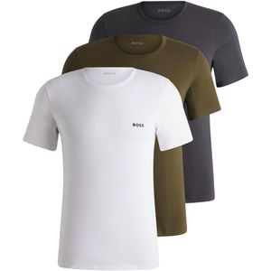 BOSS - 3-Pack T-Shirts - Groen - Wit - Grijs - Katoen