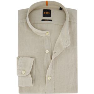 Hugo Boss - Long Sleeve Shirt - Beige - Linnen - Regular Fit