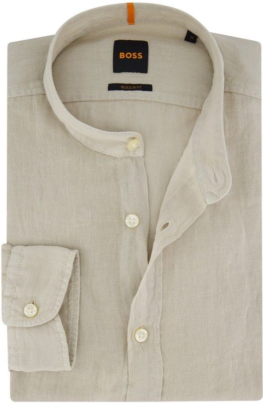 Hugo Boss - Long Sleeve Shirt - Beige - Linnen - Regular Fit