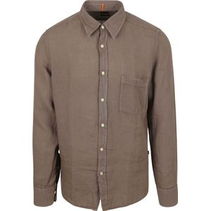 BOSS Relegant Hemd Leinen Taupe - Größe 3XL