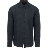 BOSS Relegant Hemd Leinen Navy - Größe M