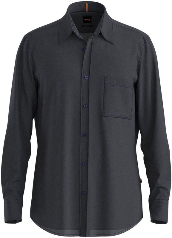 BOSS Orange Overhemd Lange Mouw - Blauw - Casual Linnen