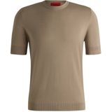 HUGO T-shirt - Viscosemix - Recht Model - Ronde Hals - Labelstitching