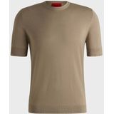 HUGO T-shirt - Viscosemix - Recht Model - Ronde Hals - Labelstitching